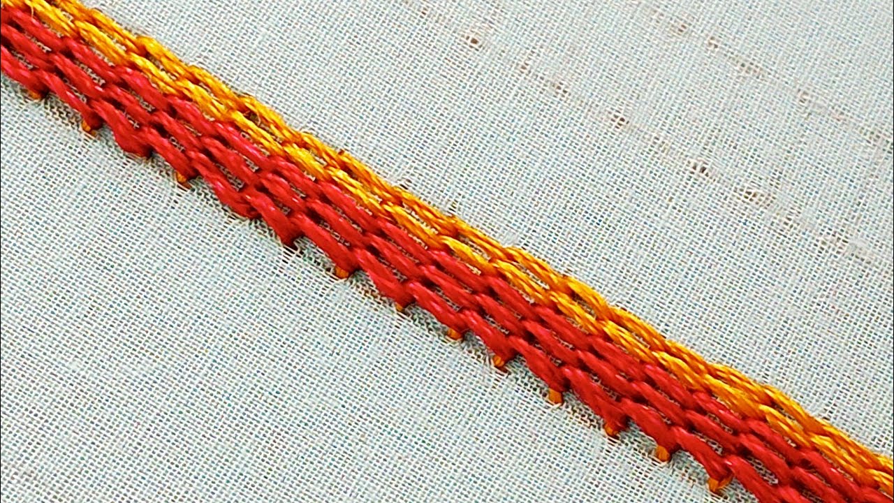 Raised Stem Stitch Band | Basic Hand Embroidery For Beginners