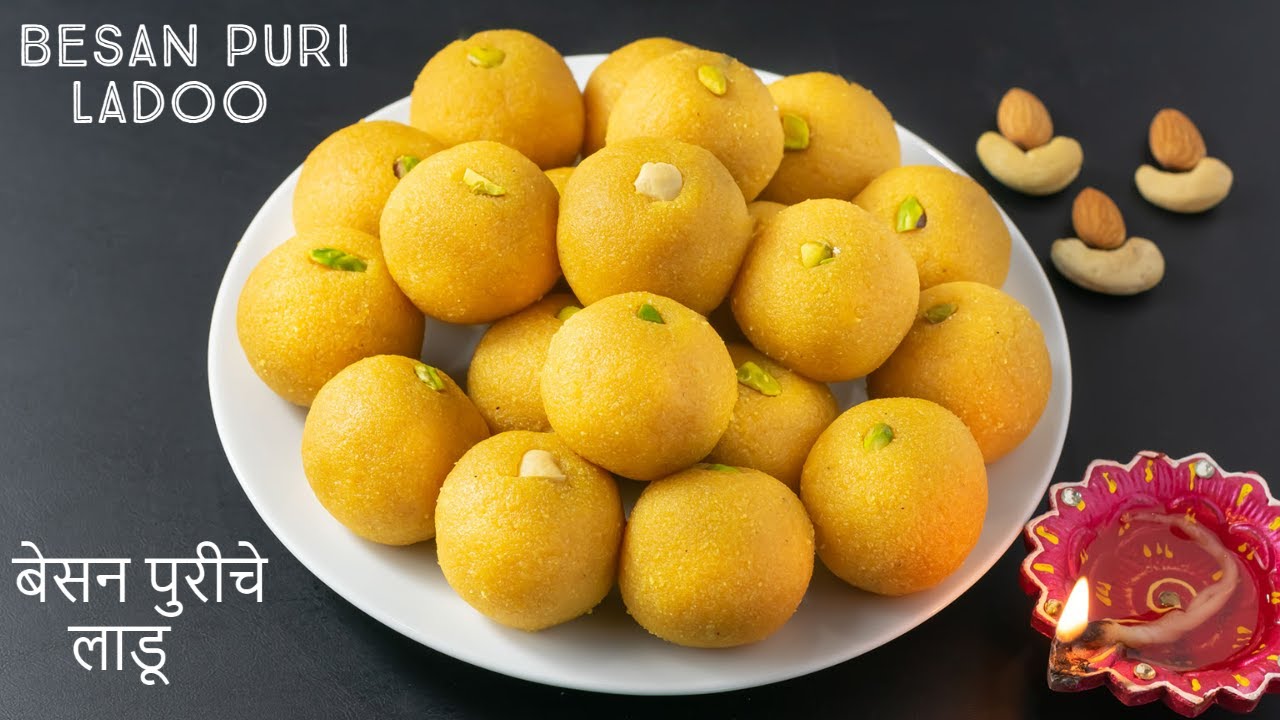 Besan Puri Ladoo Recipe | बेसन पुरीचे लाडू | दामटयाचे लाडू | How to make Besan Puri Ladoo