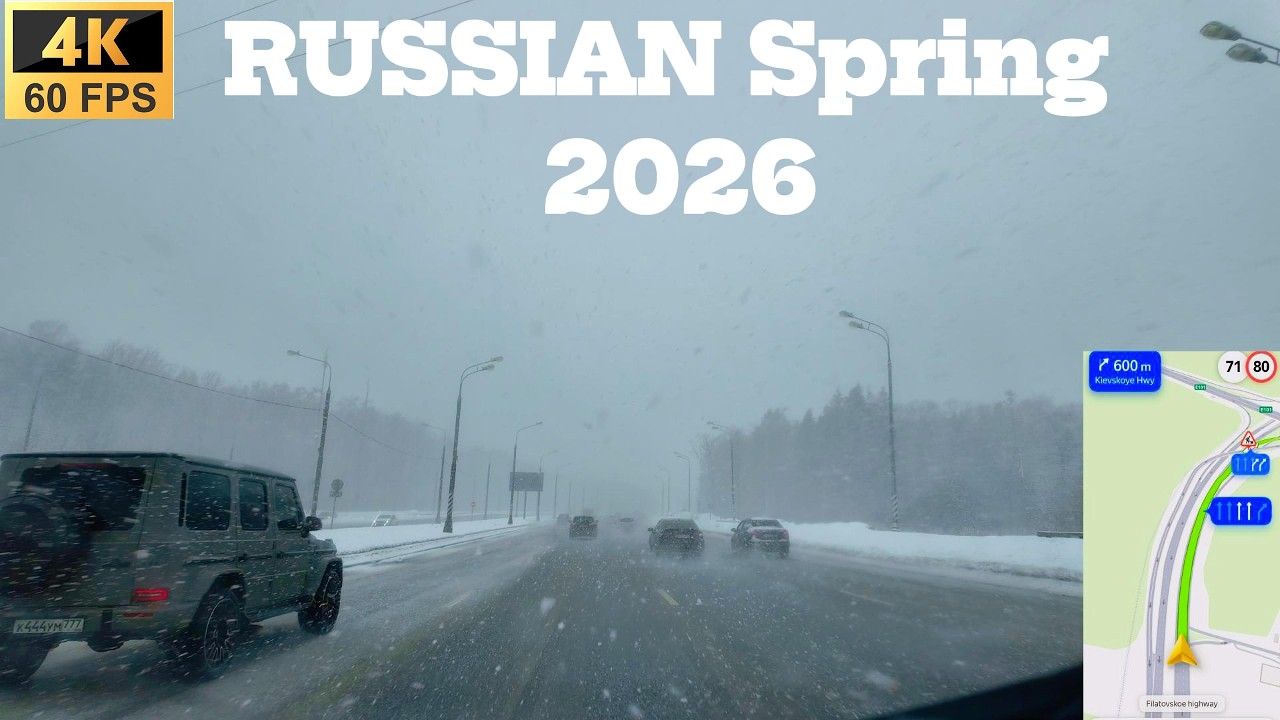 Driving Into Moscow's Whiteout - Dangerous Blizzard Conditions 4K +Live GPS