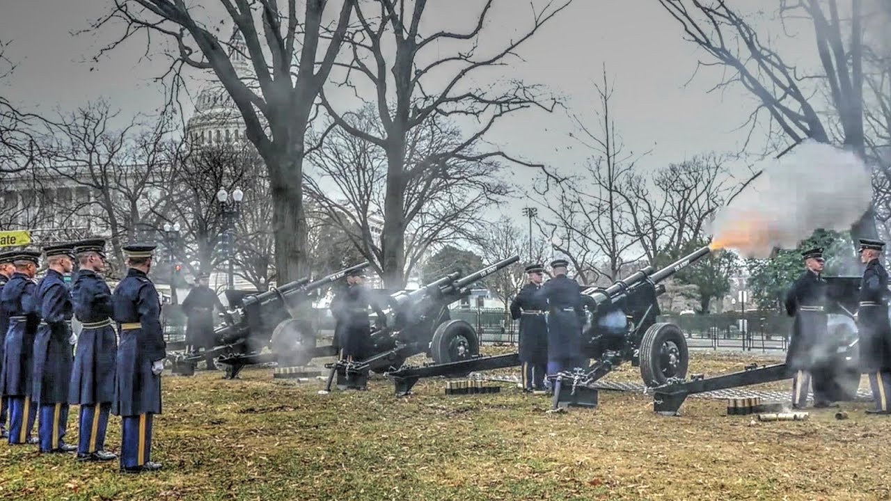 Presidential Salute Battery Fires Cannon Salutes During Trump's Inauguration