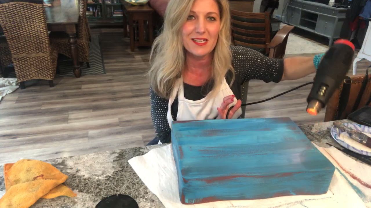 Upcycling an Antiques Silverware Box with Dixie Belle Paint, Mandala Stencil with Gemstone Mousse