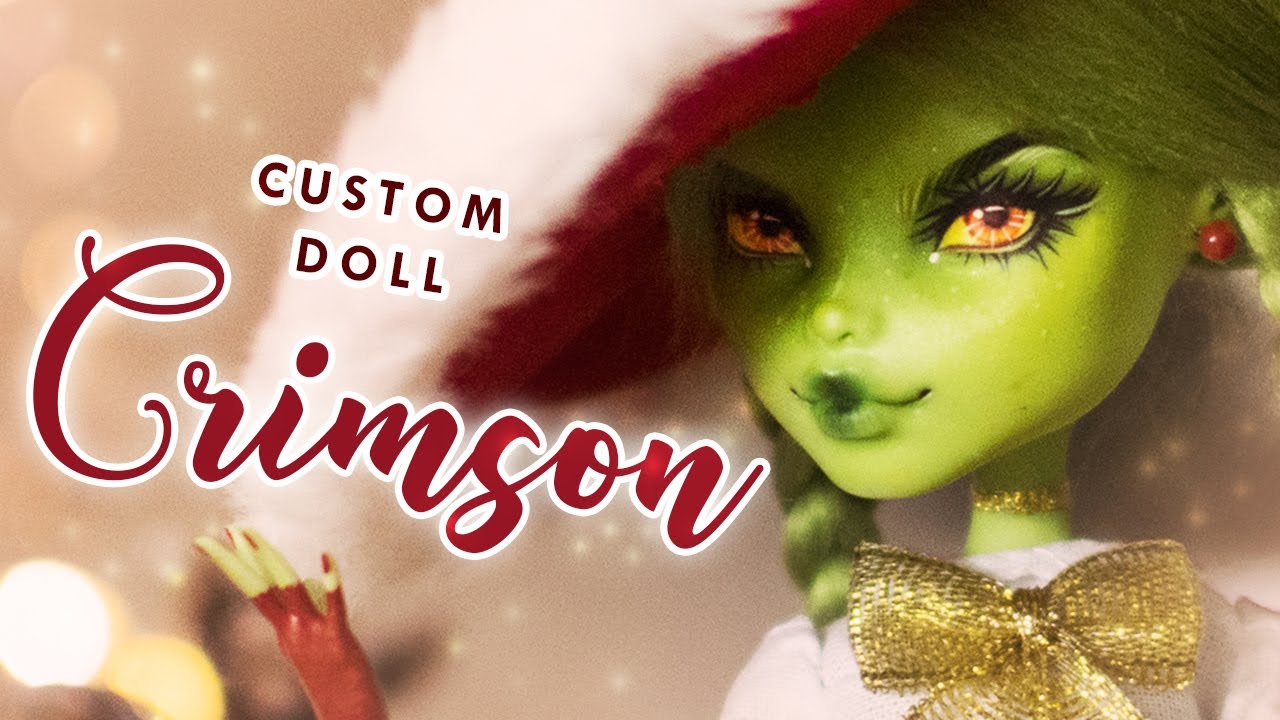 Christmas Witch inspired by THE GRINCH and WEDNESDAY Monster High Custom OOAK DOLL