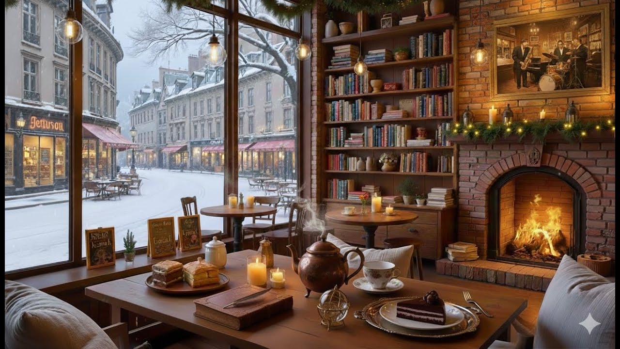Cozy Winter Coffee Shop Ambience – Relaxing Jazz Music for Focus, Study and Stress Relief