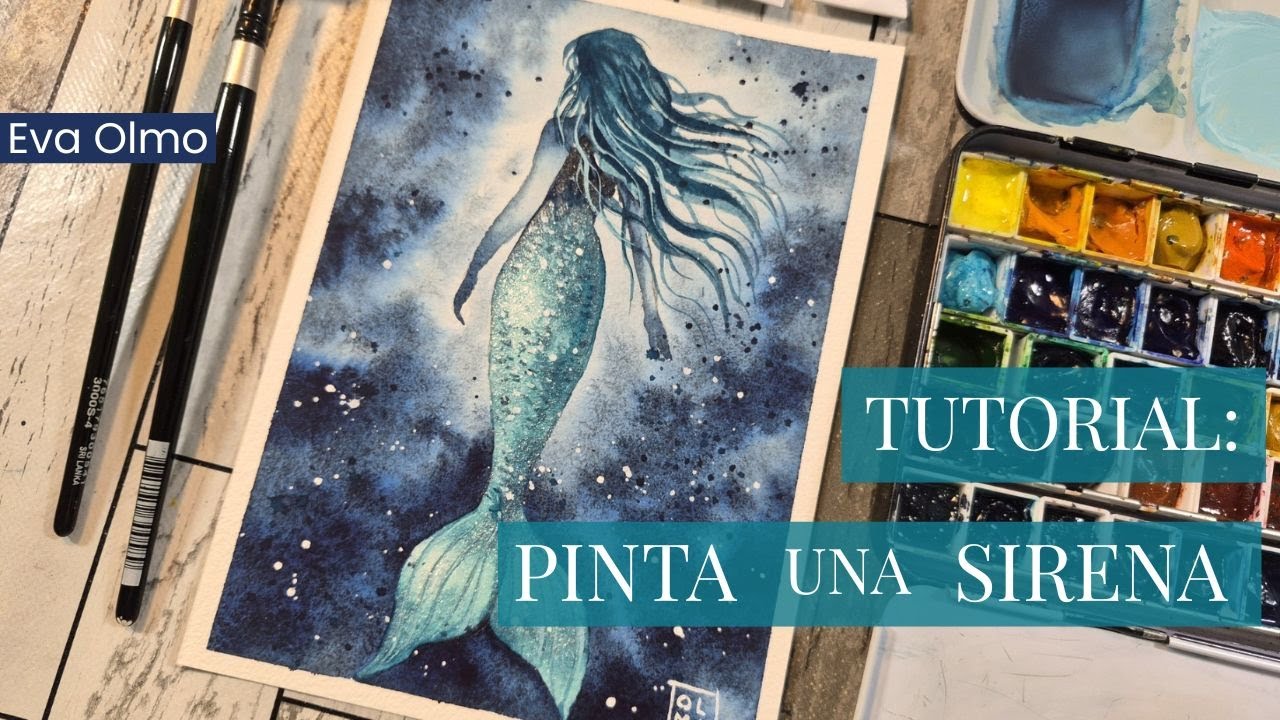 Cómo pintar una SIRENA en ACUARELA ✨ Cola brillante paso a paso | Tutorial relajante