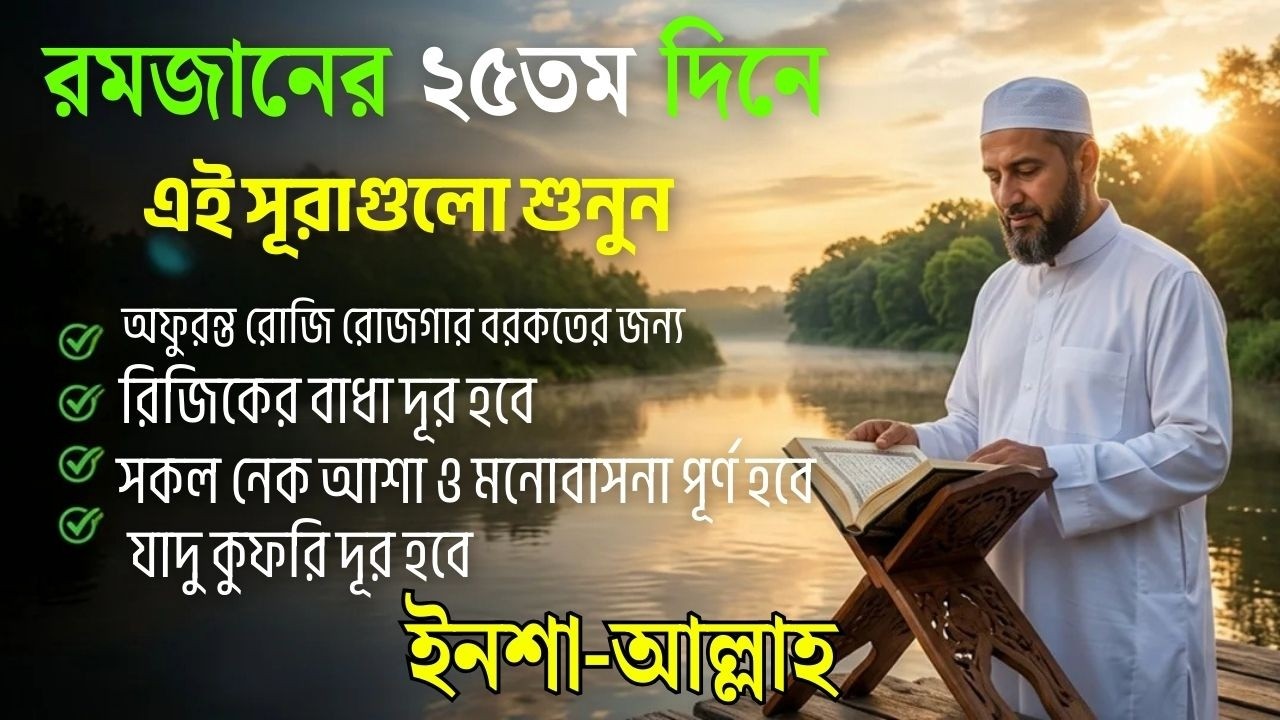 আজ পবিত্র রমজানের ২৫ তম   - জীন, ভুত, রোগ, দুশ্চিন্তা, বদনজর, রিজিকের বাধা দুর হবে ইনশাআল্লাহ