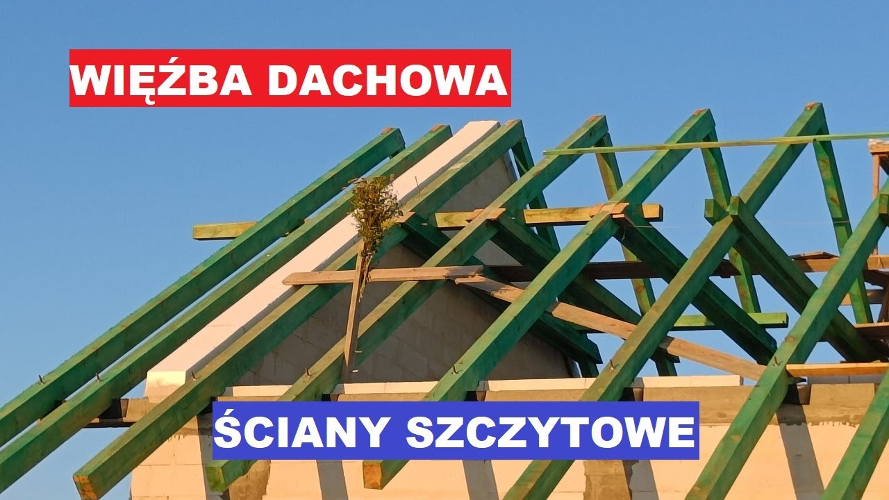 Więźba dachowa i ściany szczytowe. Budowa domu Ewa Lux 1A