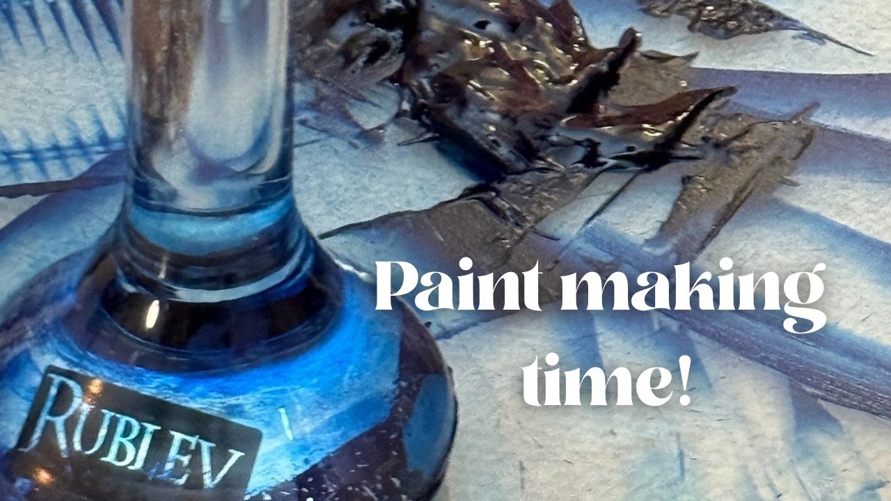 Making watercolor paint at home to get ready for market! Indigo edition