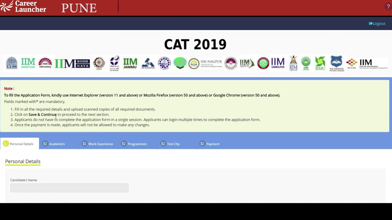CAT 2019 Form Filling session#Career Launcher Pune
