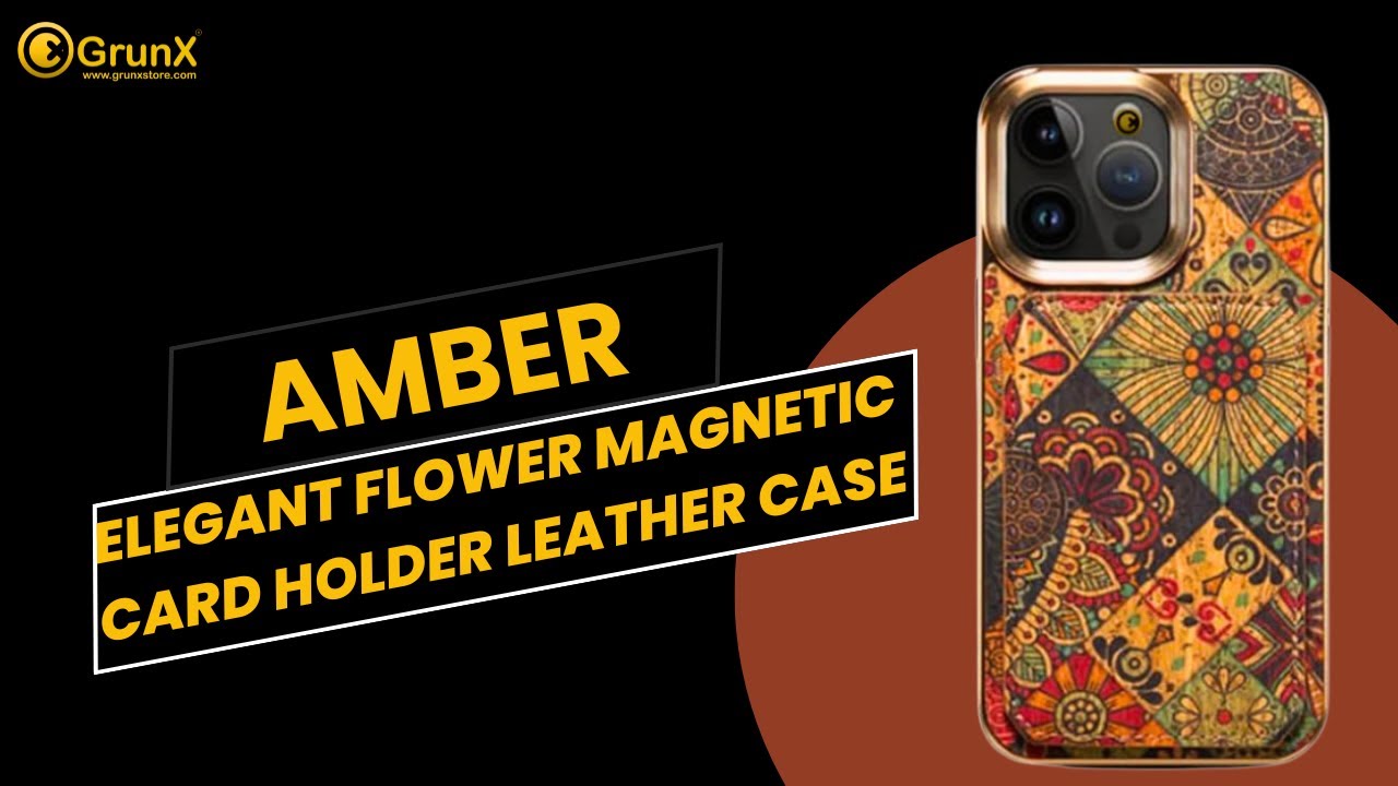 Elegant Flower Magnetic Card Holder Leather Case | GrunX