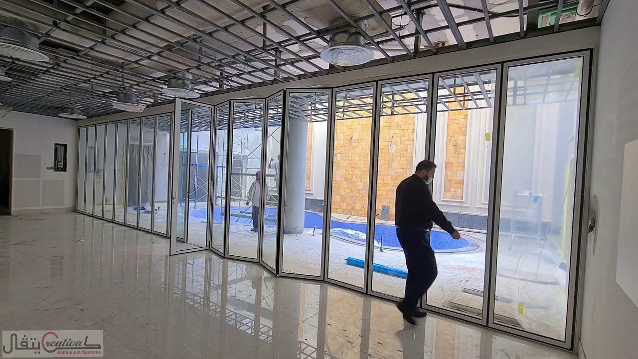*من تنفيذ مصنع كريتفال - باب سحاب فولدينج بأنظمةكليما فليكس الألمانية -Folding-Sliding-System KF50