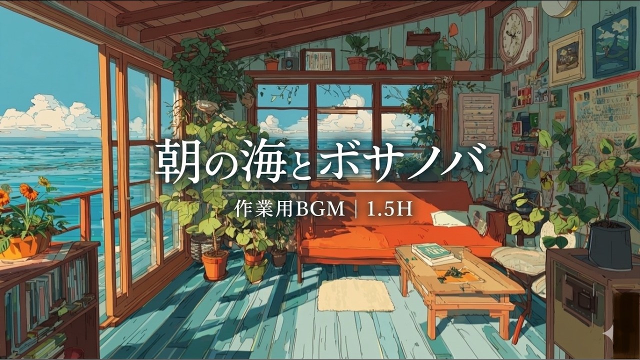 朝の海とボサノバ｜波音と作業用BGM｜Seaside Cafe Bossa Nova | Relaxing Morning Music (1.5H)