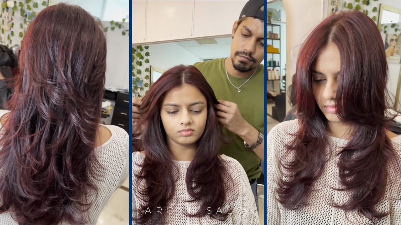 Long layered hair cut 💇&zwj;♀️ color blonde 👱&zwj;♀️ 💛transformation by Arosh