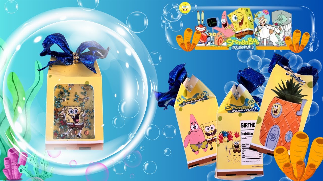 SpongeBob  Shaker Gift Box | Printable | Cricut | TEMAPLTE | Party Favor | Custom Chocolate bar / pa