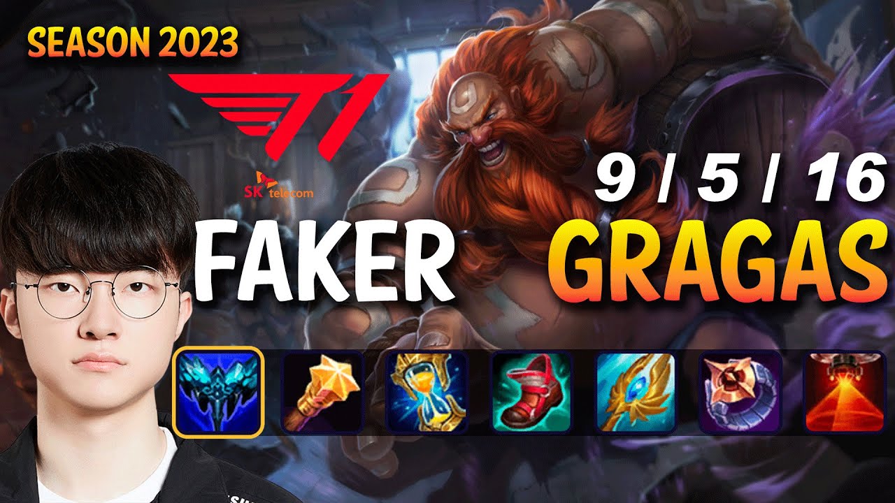 T1 Faker GRAGAS vs AKSHAN Mid - Patch 13.17 KR Ranked