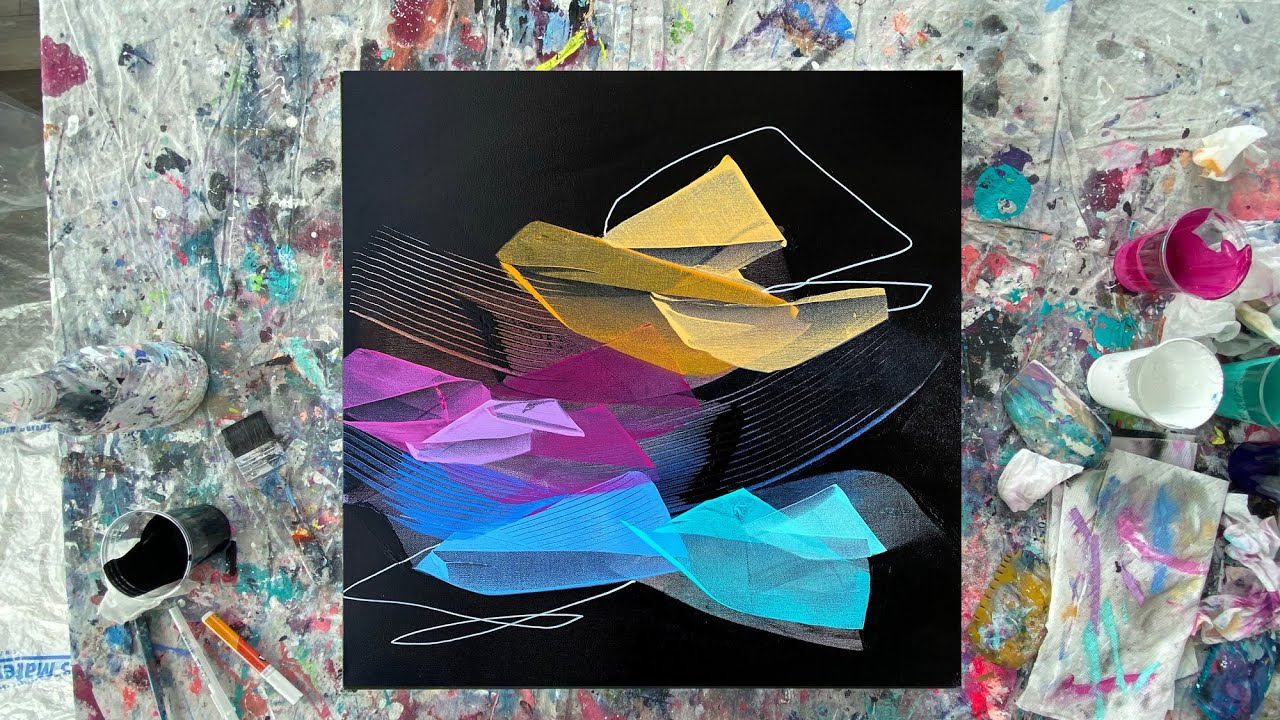 Abstract Acrylic Painting Techniques Using a Catalyst Wedge