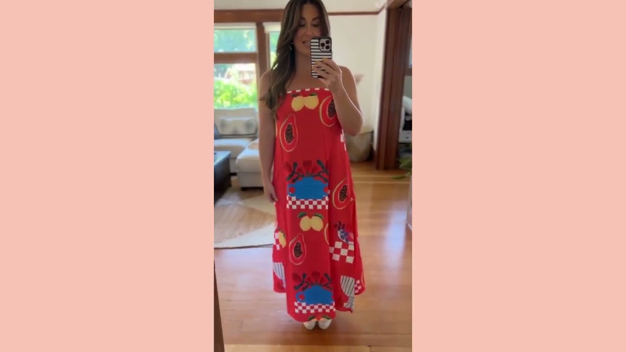 Costa Nova Strapless Fruit Print Maxi Dress