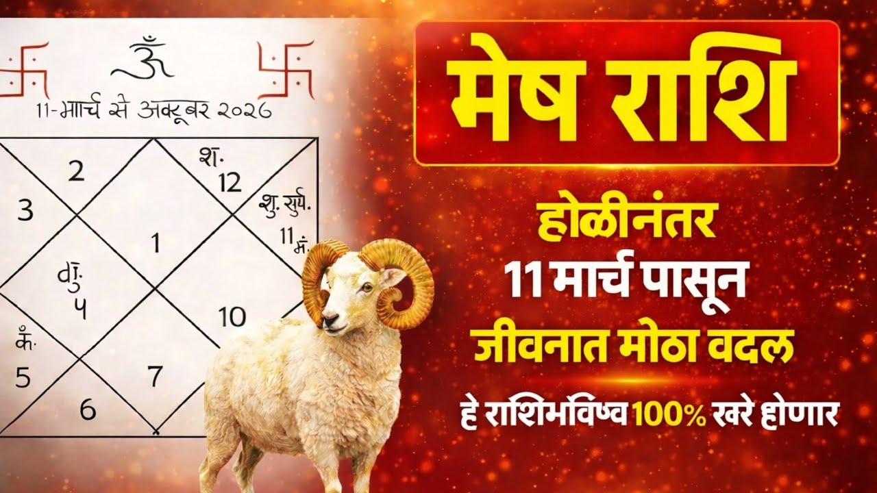होळी नंतर ११ मार्च पासून मेष राशीच्या जीवनात मोठा बदल | 2026 भविष्य