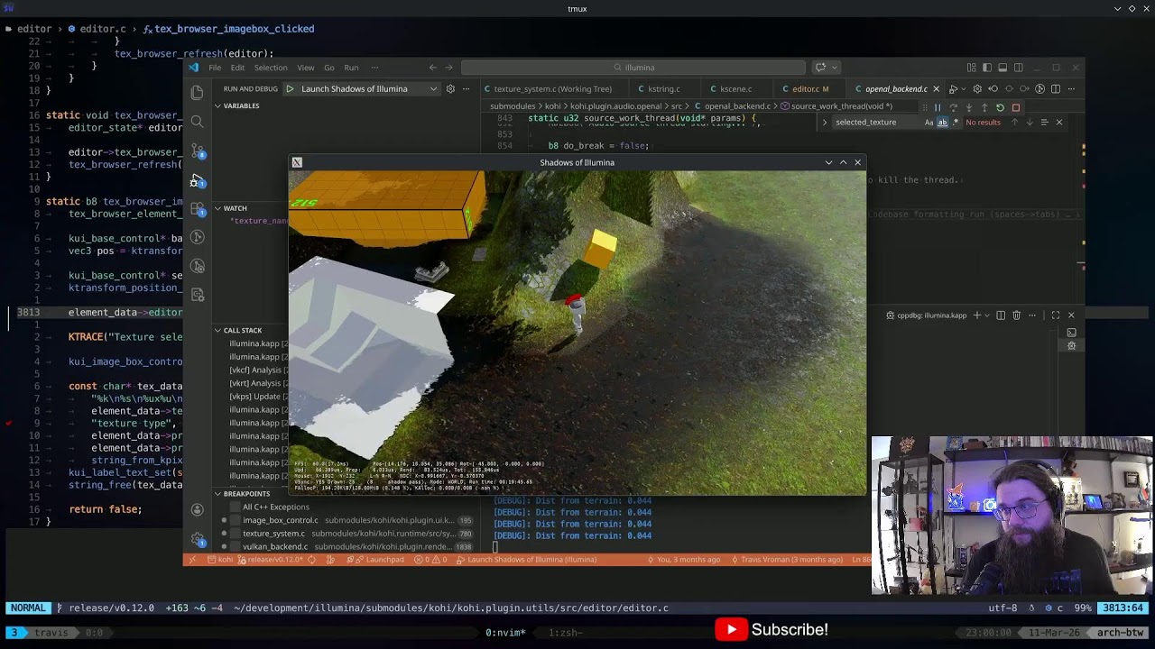 Game Dev (custom engine) Shadows of Illumina Ep. 46: Texture Browser Selection mode !kohi