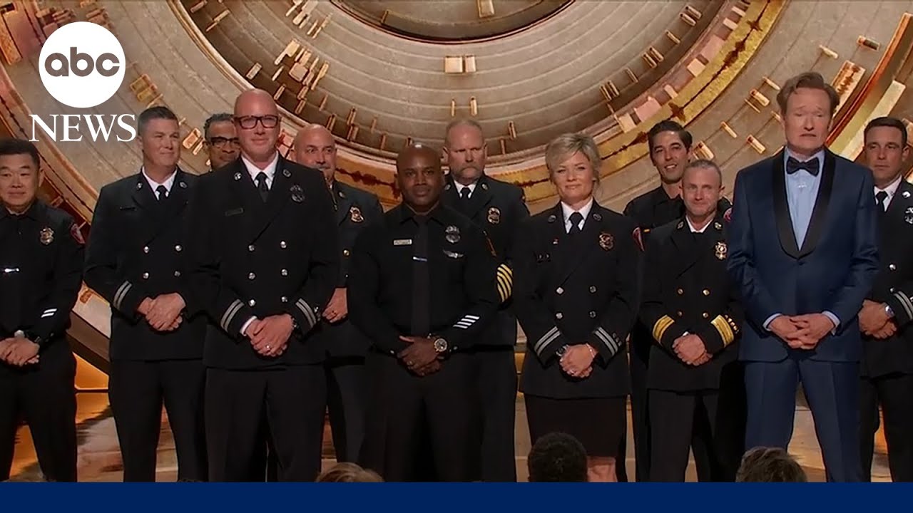 Oscars 2025: Firefighters who helped battle deadly LA wildfires join Conan on stage
