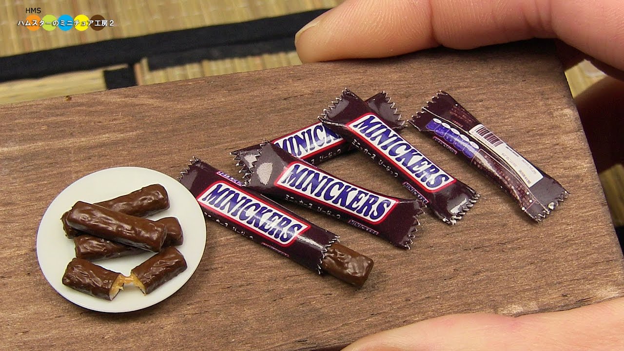 DIY Snickers Style Miniature Chocolate Bar (Fake food)　スニッカーズ風ミニチュアチョコレート作り