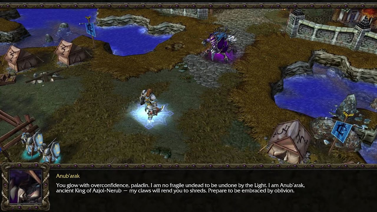 Anub'arak confronts Alexandros guarding the Urn of Terenas