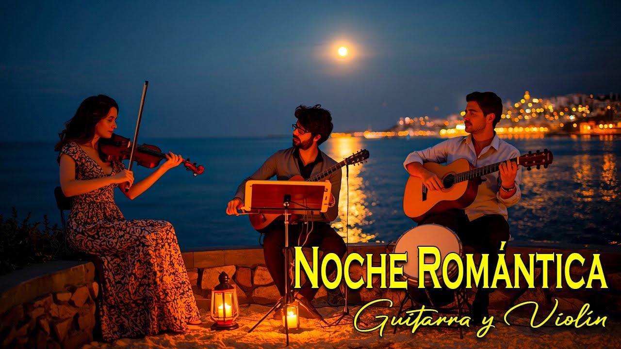 Noche Romántica en la Costa Española 🌙 | Guitarra, Violín y el Murmullo del Mar
