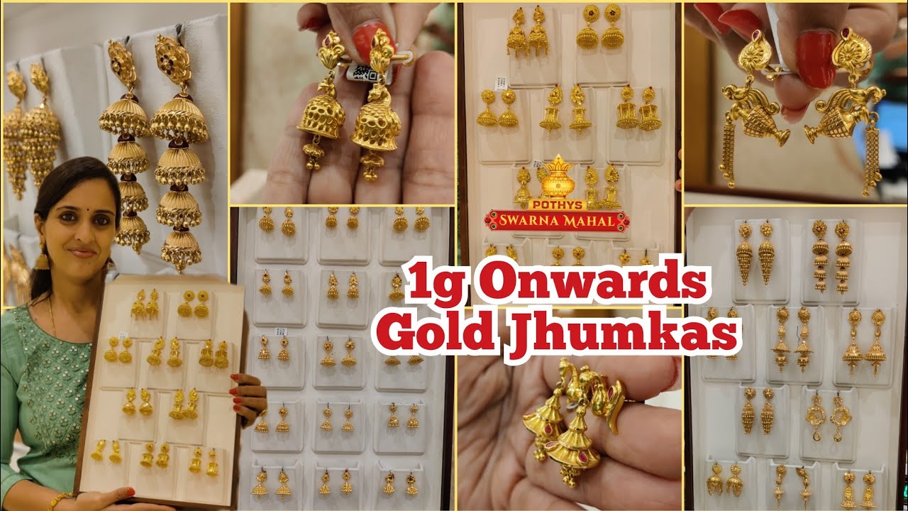 Pothys Swarnamahal 1g Jimikki Collections | Light Weight Daily wear to Step, Unique Wedding Jhumkas