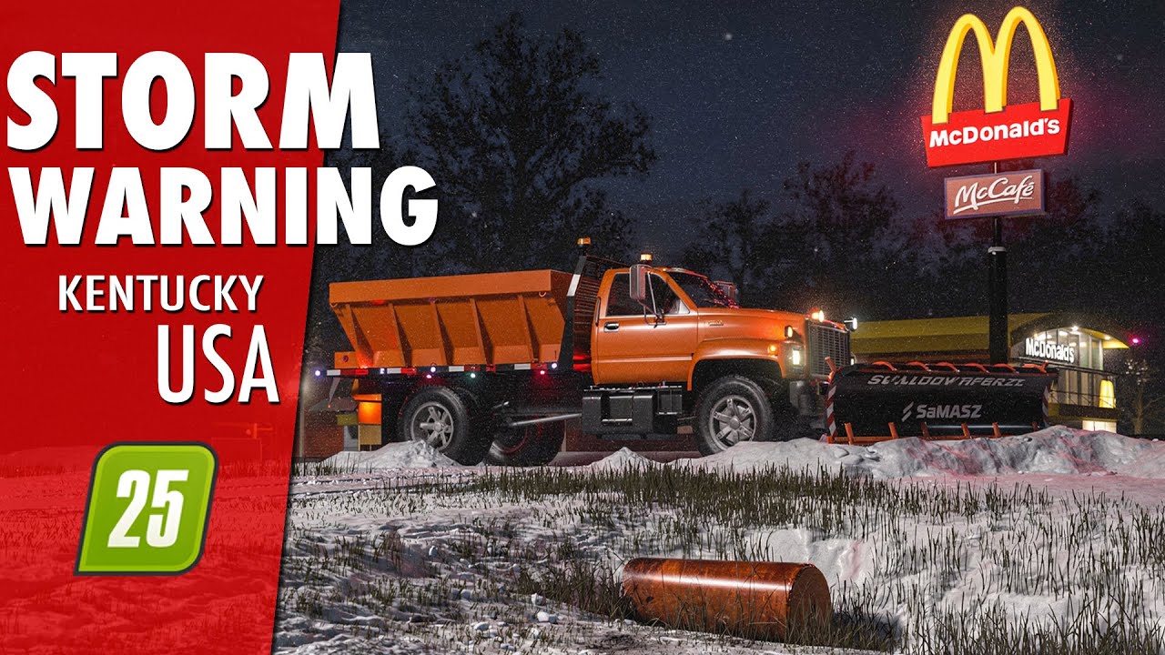 MIDNIGHT SNOW PLOW | Driving the Storm in Gage, Kentucky (FS25 Ambient Sounds & Chill Music)