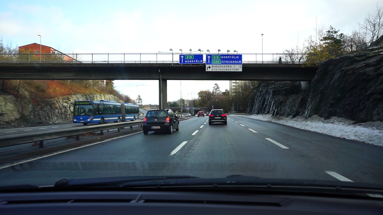 Sweden, Stockholm, driving from Hornsberg to Leo's Lekland in Täby