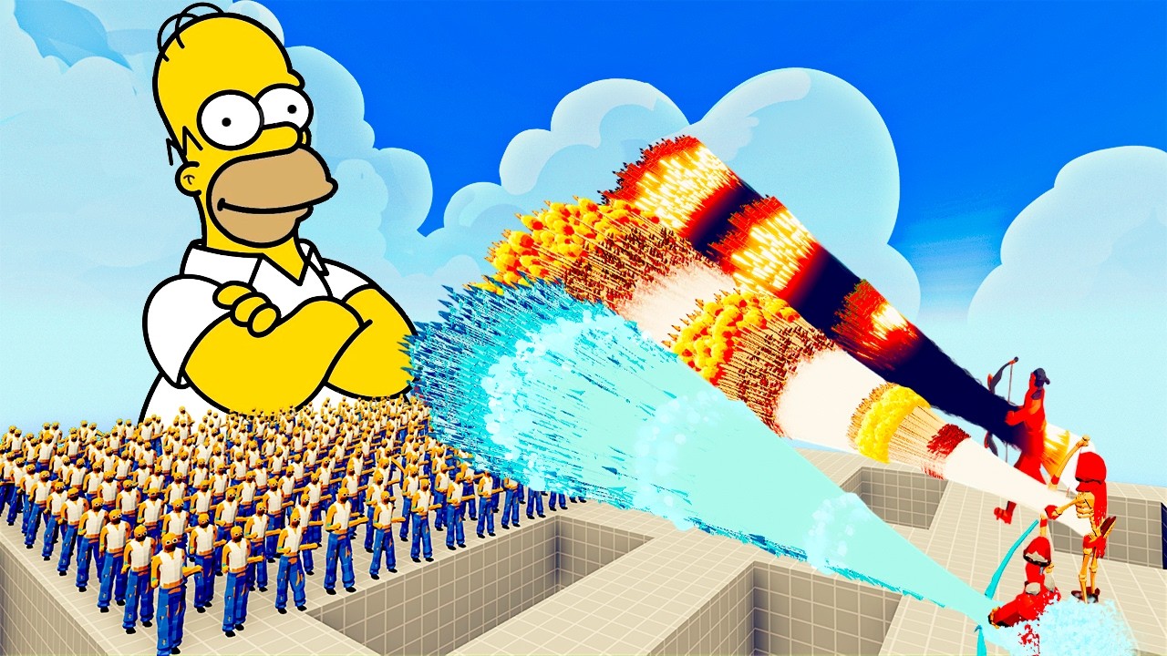 100x HOMER SIMPSON + 1x GIANT vs 3x EVERY GOD   Totally Accurate Battle Simulator TABS