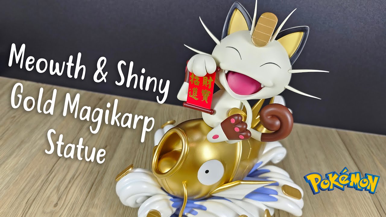 Unboxing SK Studio Pokemon Meowth and Shiny Gold Magikarp Statue