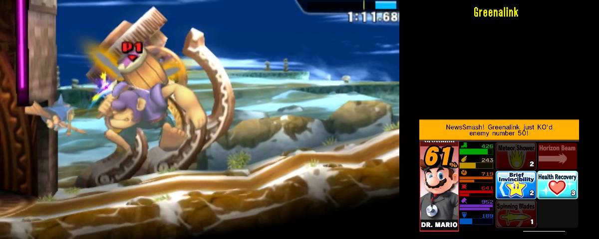 Dr. Mario [206726] Super Smash Bros 4 3DS Smash Run 200,000+ Score run