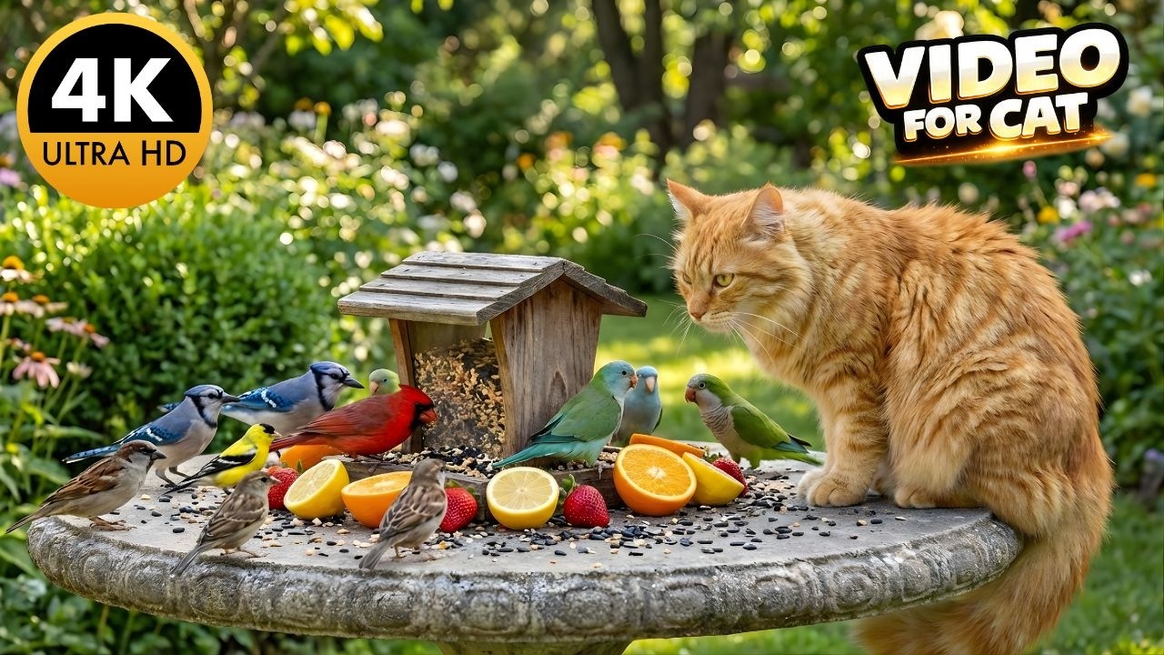 CAT TV NO ADS 😺 Красивые птицы и милые белки 🐦🐿️ 4 часа видео для кошек