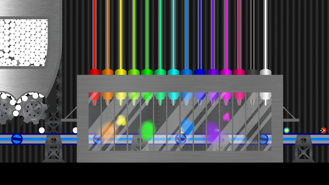 Chroma Tracer Factory — How Flag Marbles Are Made — Marble Race in Algodoo