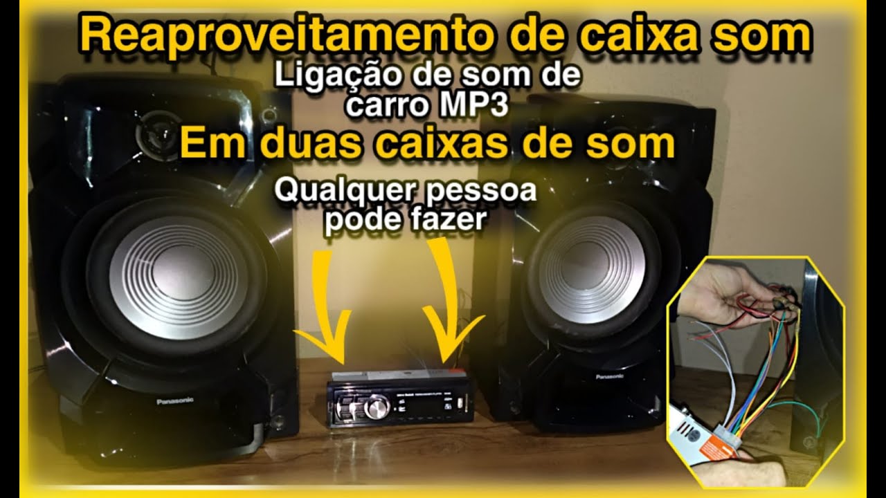 Reaproveita caixa de som Panasonic Ligação de som de carro MP3 