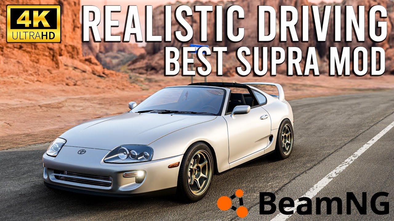 BeamNG, самый реалистичный мод SUPRA, реалистичное вождение, T300RS, камера на рулевом колесе, 4K HQ