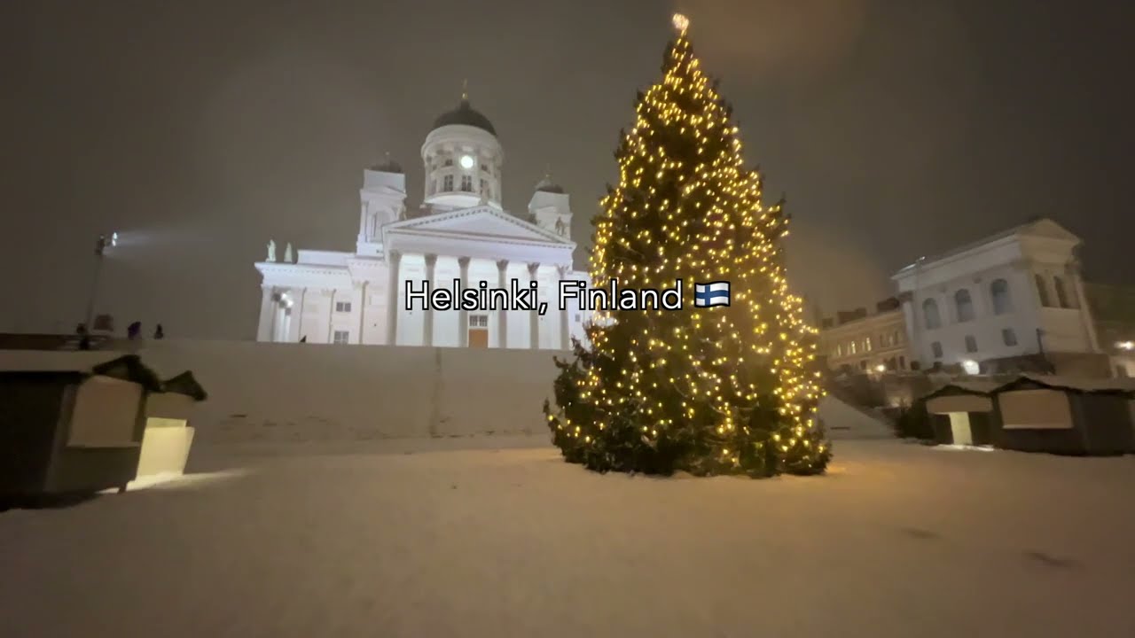 [Caminata virtual] HELSINKI en diciembre 🇫🇮 Nieve, Navidad y paz nocturna