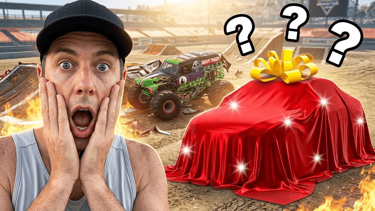 Эпические высокоскоростные прыжки и аварии 3 - могильщик BeamNG Drive, траки Max D и Bigfoot Monster