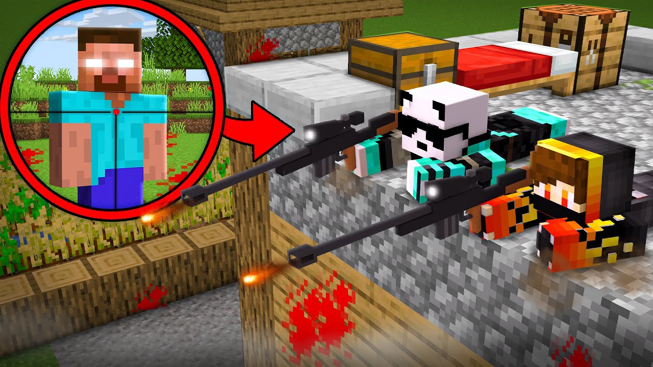 We Became Secret Snipers to Kill Scary Mobs in Minecraft!