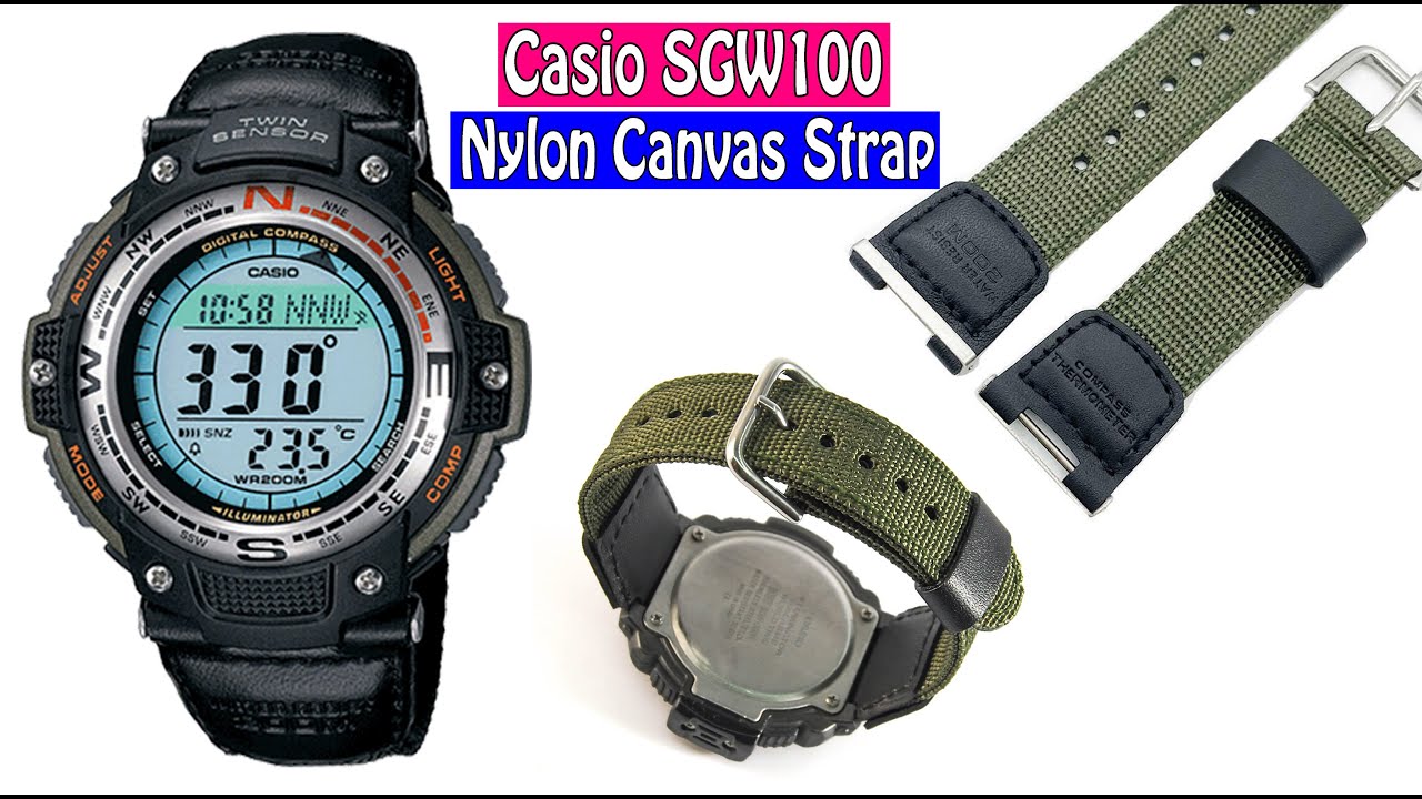 Replacement Watch Straps for CASIO Men's SGW100 Twin Sensor || Nylon Canvas Strap
