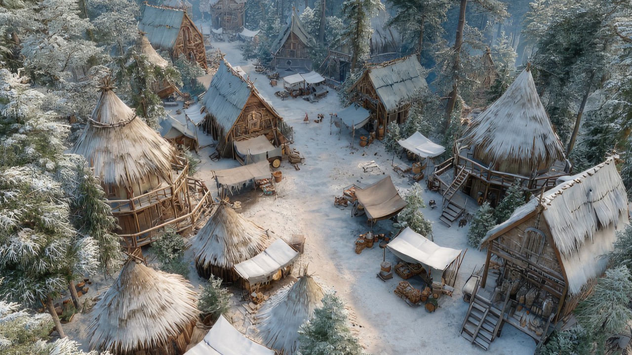 Frozen Celtic Market Village | Calm Medieval Music for Focus, Peace & Winter Calm