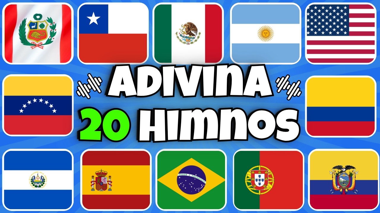 Adivina 20 PAÍSES Por El HIMNO NACIONAL😀🎶Mexico💚Argentina💙Chile❤️Adivina El País🎶❤️Latinoamérica💚