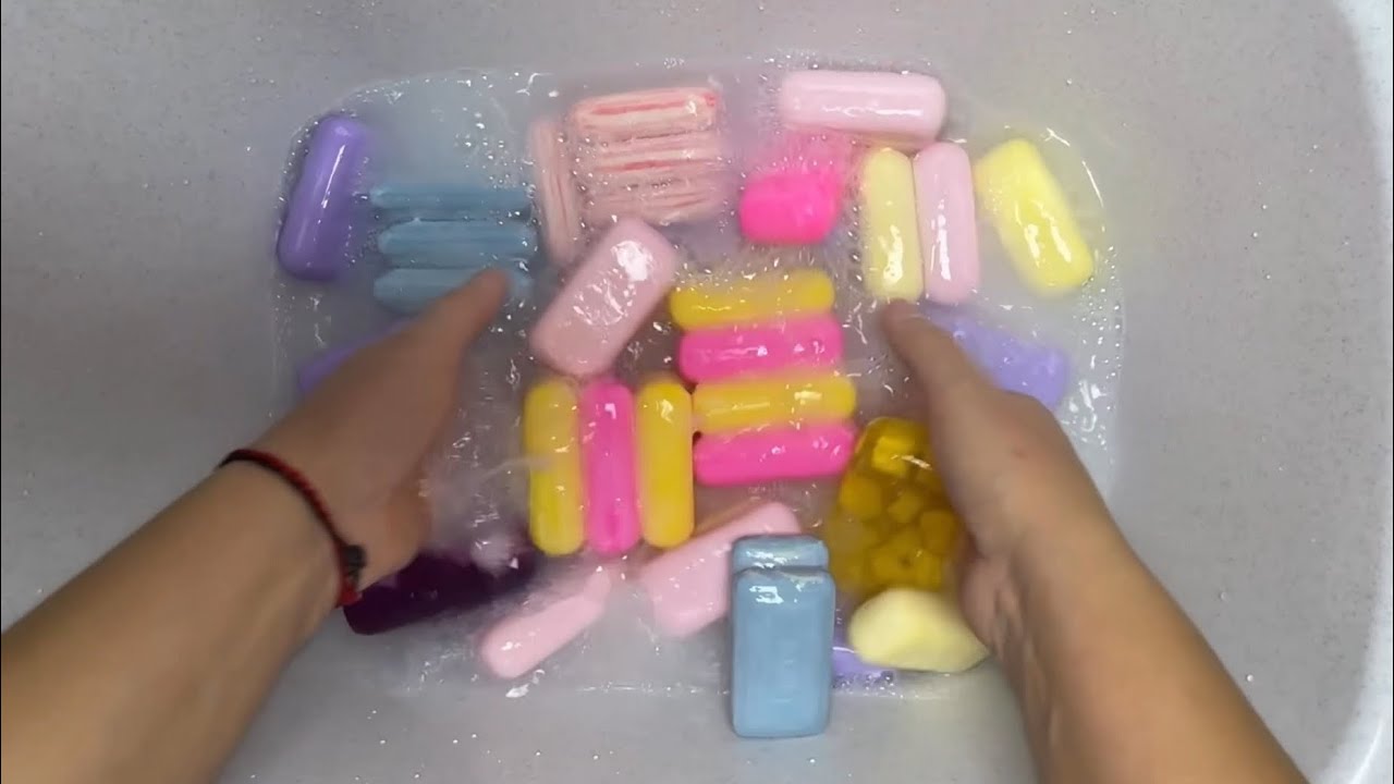 A colorful assortment, relax to the sounds of soap 💆🏻‍♀️🎧 #asmrsoap #asmr #satisfying 