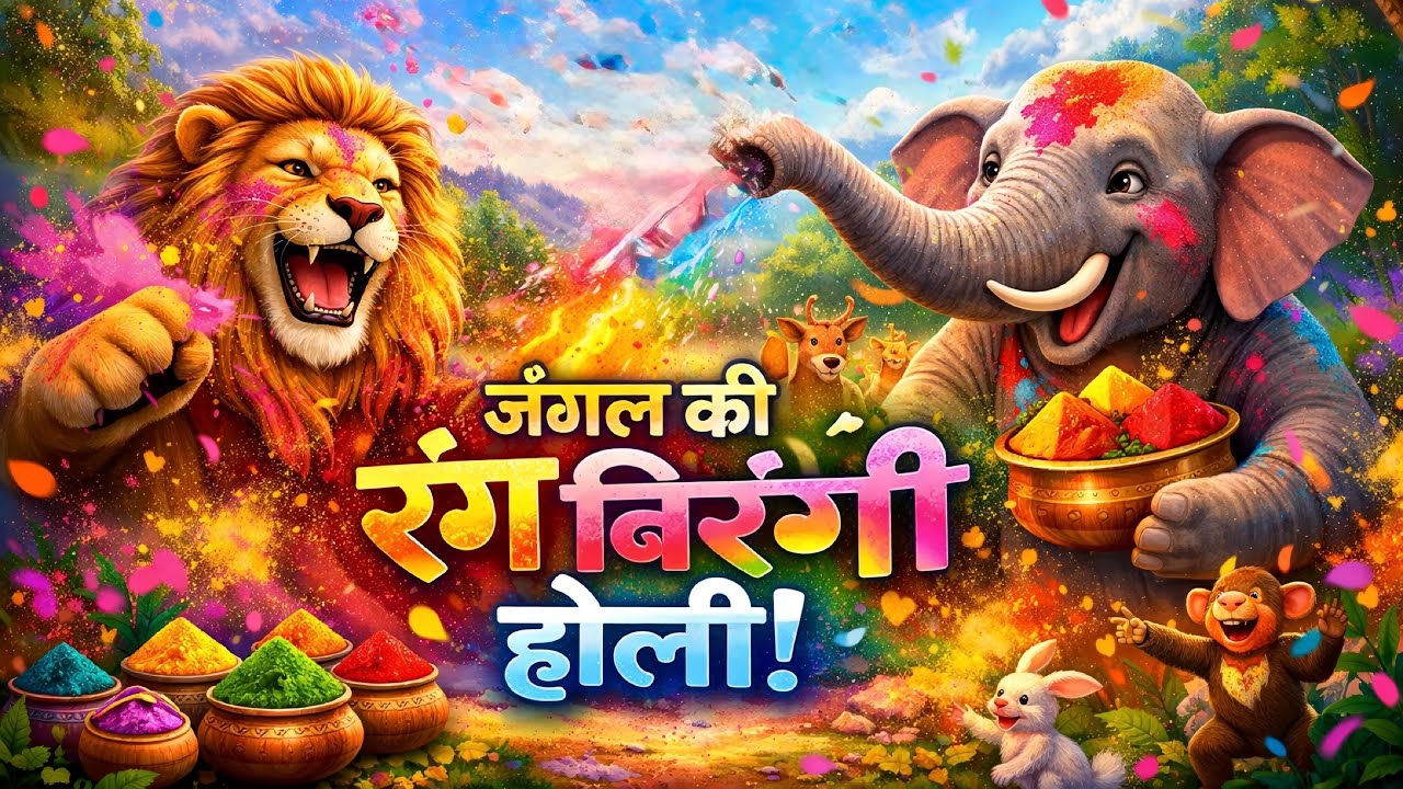 Jungle ki Rang Birangi Holi 🫟| Holi Special #trending #viral #youtubevideo #holi #holispecial #lion￼