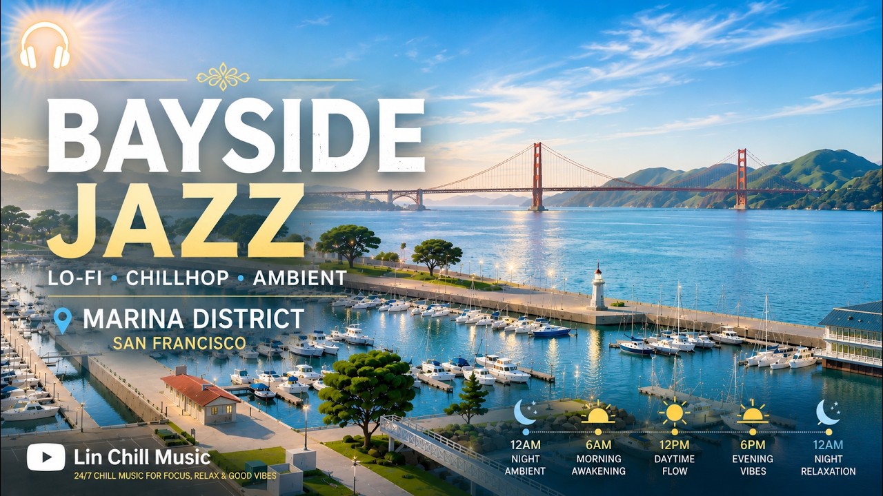 Coastal Jazz & Caf&eacute; Chill 🌊 Marina District Seaside Ambience for Relaxing Afternoons｜海風咖啡
