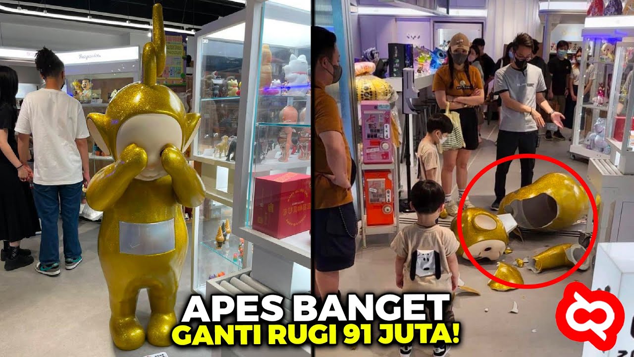 Merasa Harimu Buruk, Bandingkan dengan Orang² Apes ini! Tak Sengaja Senggol Patung Teletubish Emas