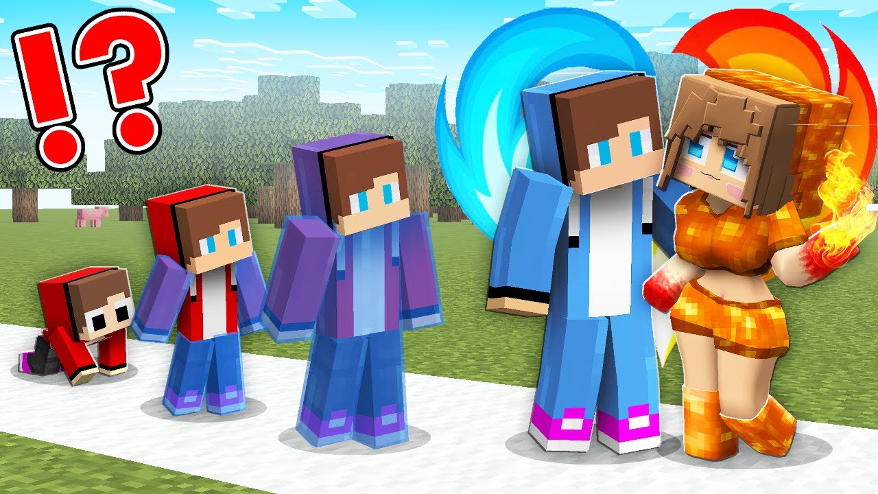 WATER JJ LIFE CYCLE! JJ and Mikey ELEMENTAL EVOLUTION in Minecraft - Maizen