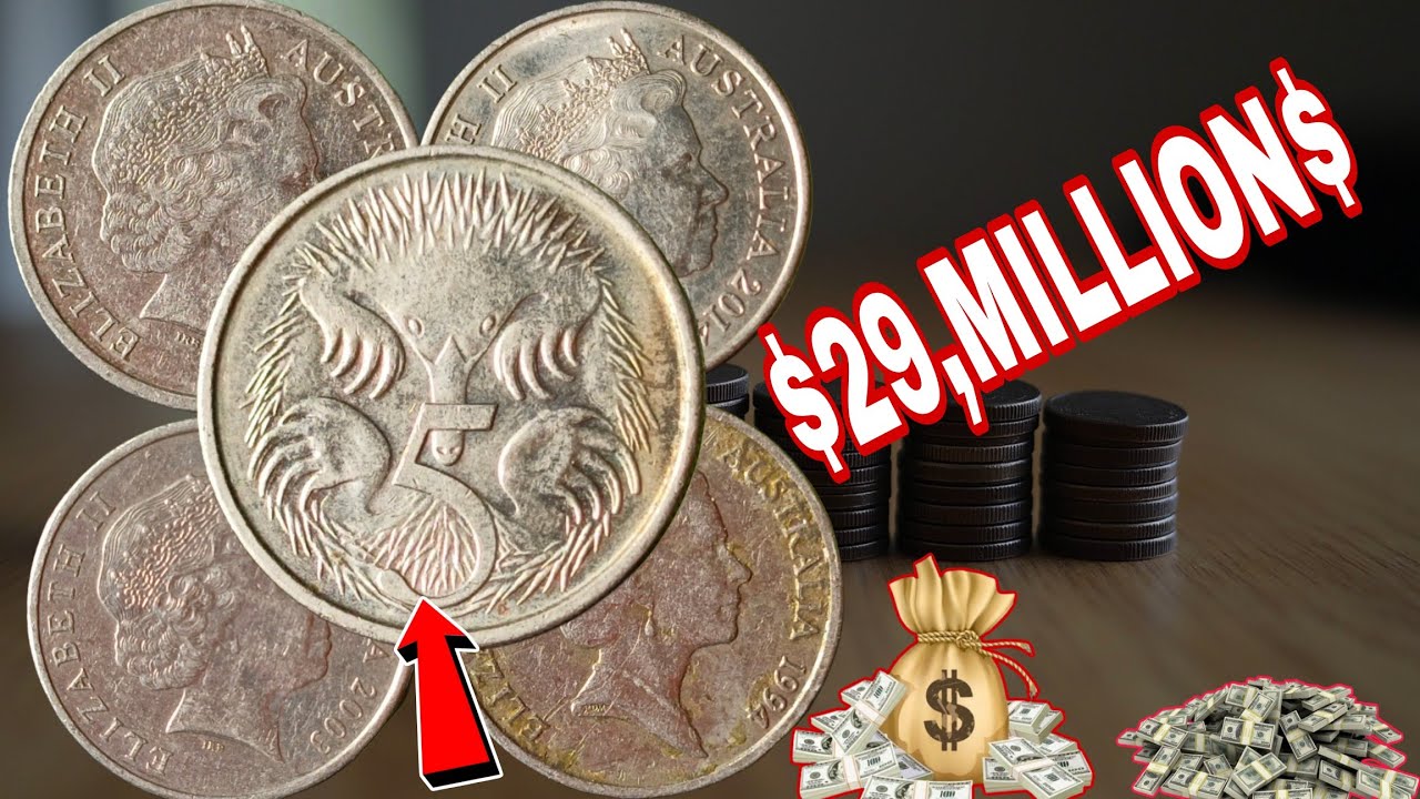 Australia 5 Cents Coins 1994, 2003, 2008 & 2014 | Queen Elizabeth II Echidna Design Coin Collection