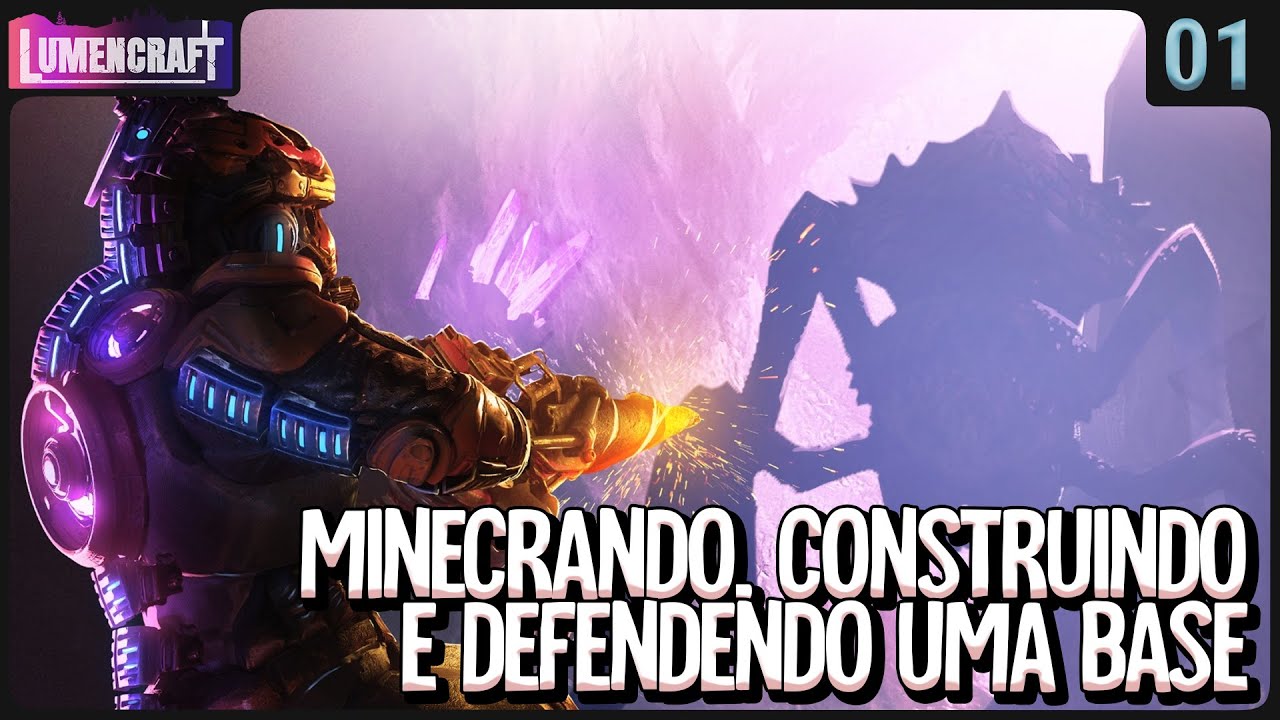Minerando, construindo e defendendo uma base de hordas de inimigos - Lumencraft