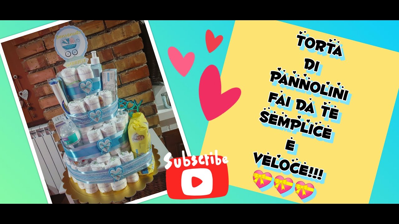 DIY-TORTA DI PANNOLINI FAI DA TE-IDEA REGALO NASCITA-SEMPLICE E VELOCE